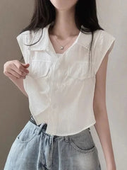 Lunivop  Cropped Flying Sleeve Shirt Women Sexy Slim Korean Elegant Blouse Casual Design Sweet Female Summer Vintage New Short Tops