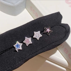 Lunivop 1PCS Four Colors Star 316L Stainless Steel Ear Bone Nail New Full of Rhinestone Shiny Earring for Women Y2K Cochlea Jewelry