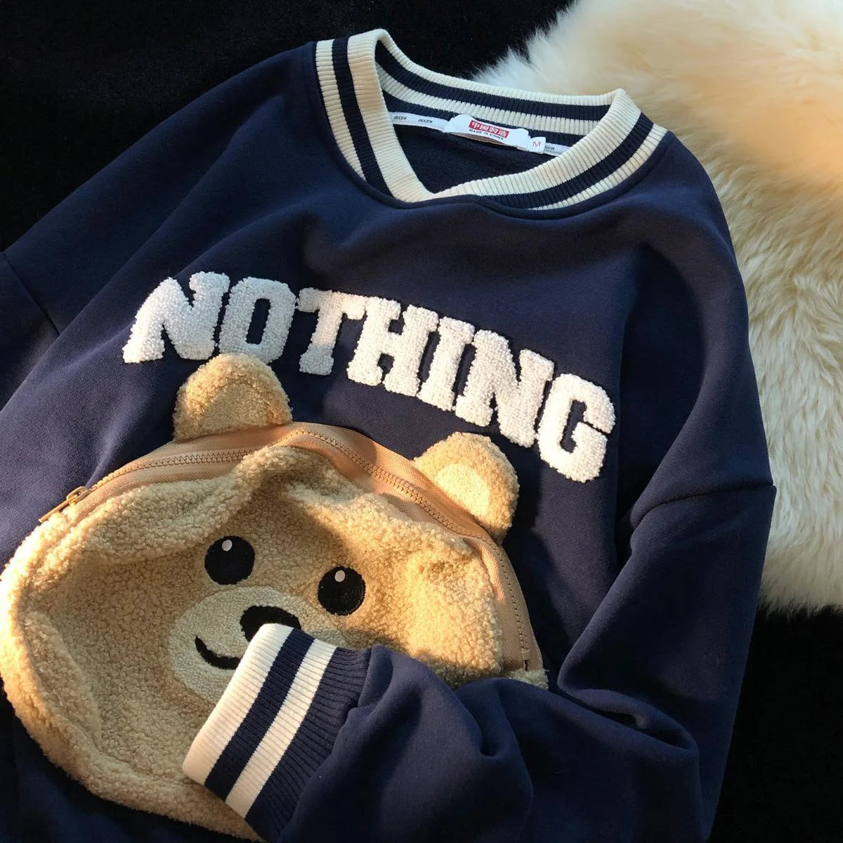 Lunivop  Korean Fashion Cartoon Embroidery Sweatshirts Spring Autumn O-Neck Hoodies Women Kawaii Pullovers Female Clothing Tops