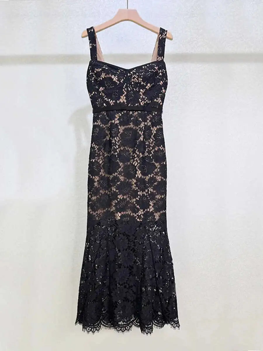 Lunivop  Fashion Sexy Dress Women's Strap Lace Waist Cinching Fishtail Dress Dresses 2025 Summer New Tide
