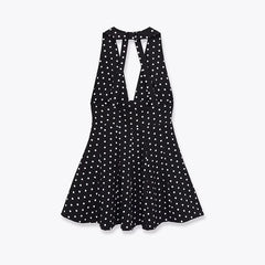 Lunivop  Women Vintage Polka Dot Halter Dress Female Sexy Sleeveless A-line Short Dresses Casual Chic Backless Vestidos
