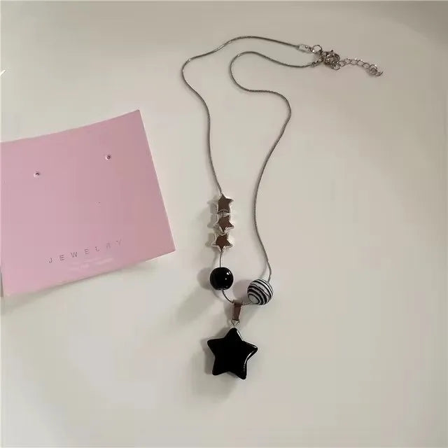 Lunivop Gothic Red Peach Heart Star Hollowed Out Necklace for Women Fashion Girls Y2k Style Accessories Gift