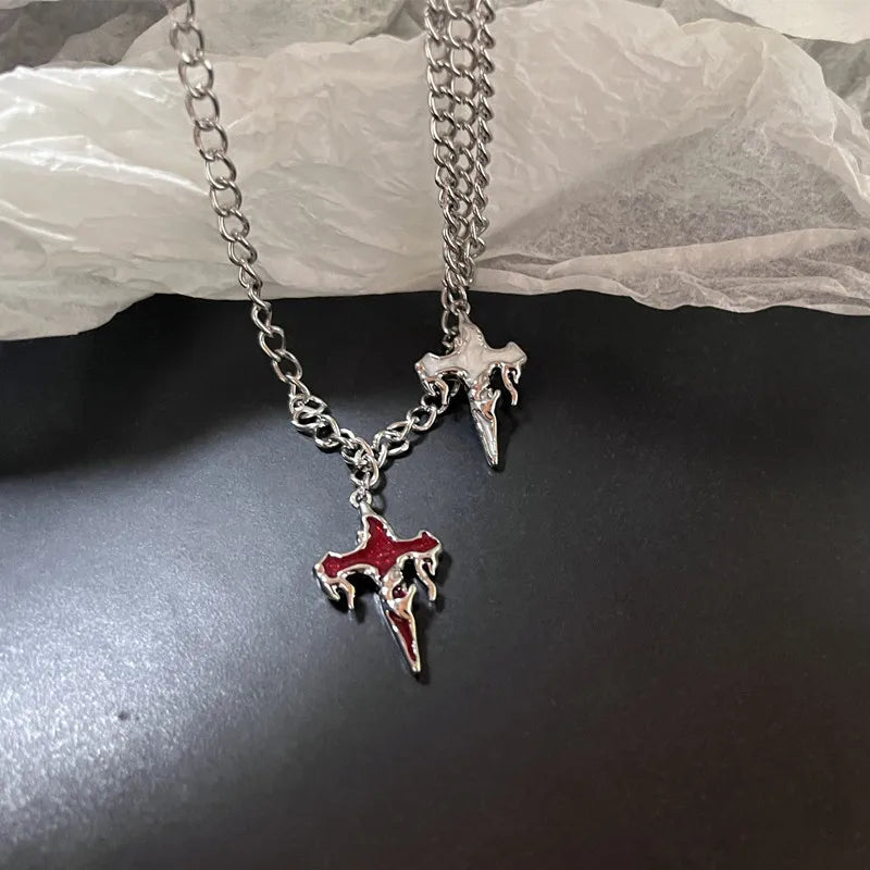 Lunivop New Gothic Punk Cross Barbed Thorns Pendant Chain Choker Necklace For Women Men Unisex Hip-Hop Grunge Y2K Jewelry Gifts