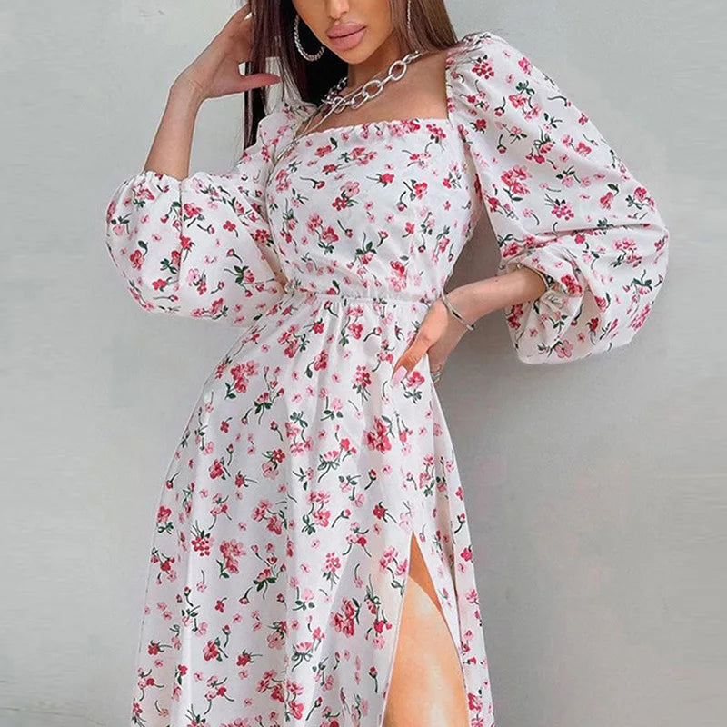 Lunivop  Spring and Autumn Amazon Cross border Trade European and American Women's Fashion Street Sexy Split Long Dress Casual Dress