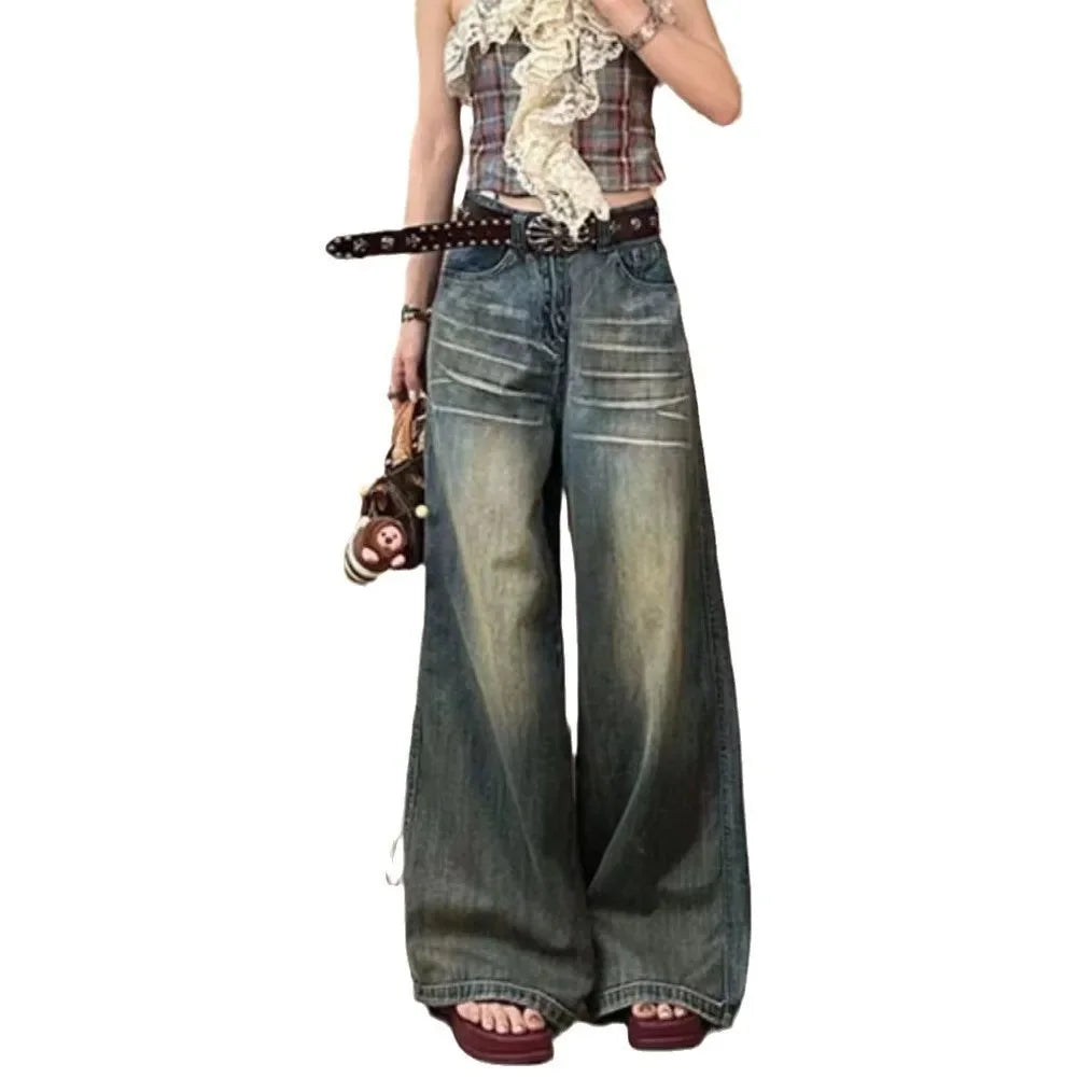 Lunivop Vintage Wide-Leg Jeans Women's Loose-Fit High-Waisted Slimming Casual Straight-Leg Long Pants Trendy On The Ground