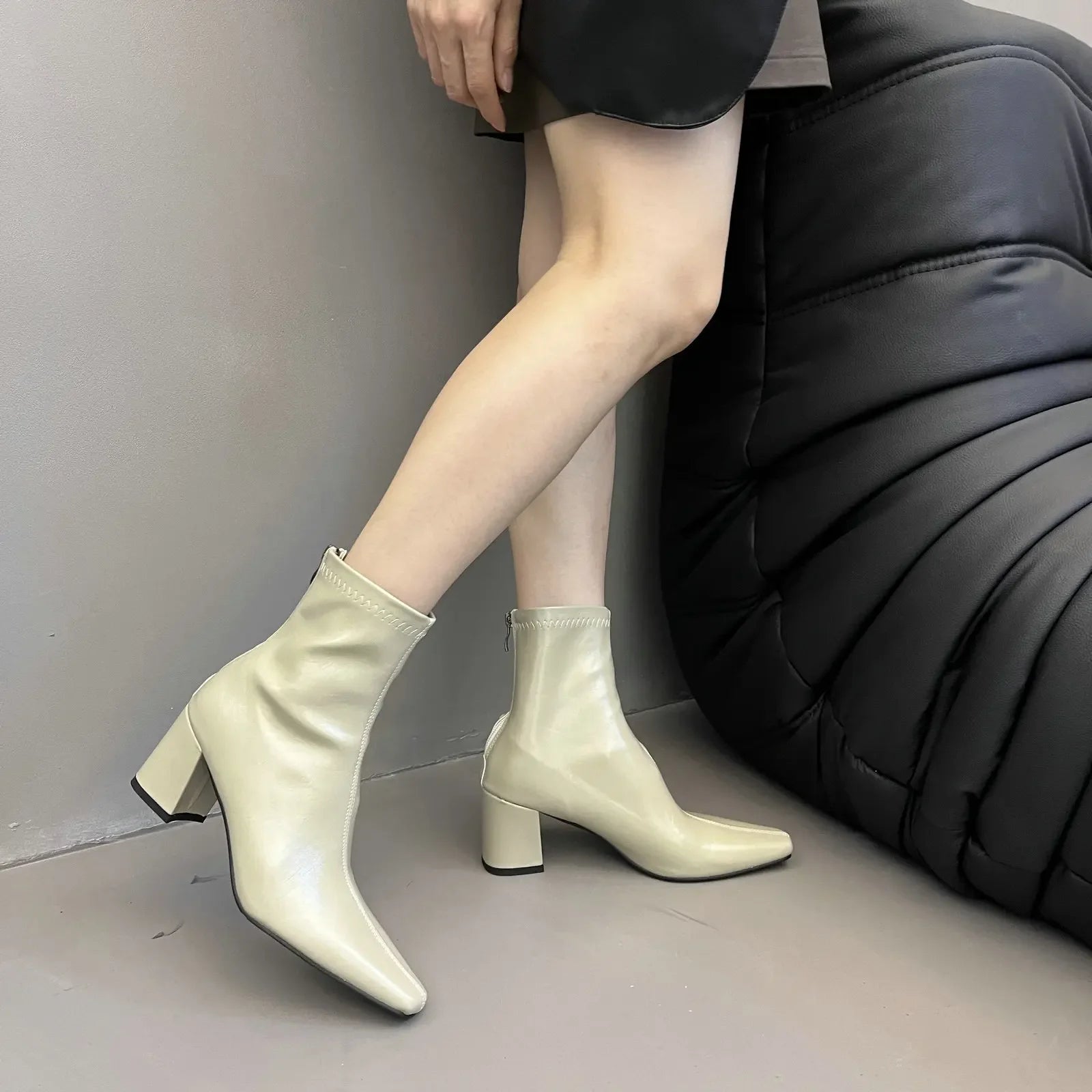Lunivop High Quality Soft PU Leather Women Ankle Boots Square Toe Square Heel Short Boots Autumn Winter Women Shoes Chelsea Boots