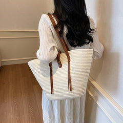 Lunivop  Straw Bag Women's Seaside Vacation Woven Beach Bag Summer New Style with Skirt Tote Bag Shoulder Bucket Bag Travel Handmade