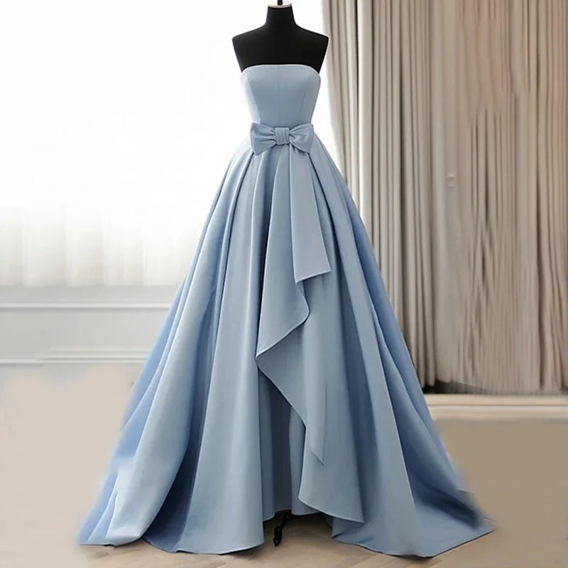 Elegant Strapless Long Evening Dresses for Women Floor-Length A-Line Prom Party Gala Special Events Wedding New