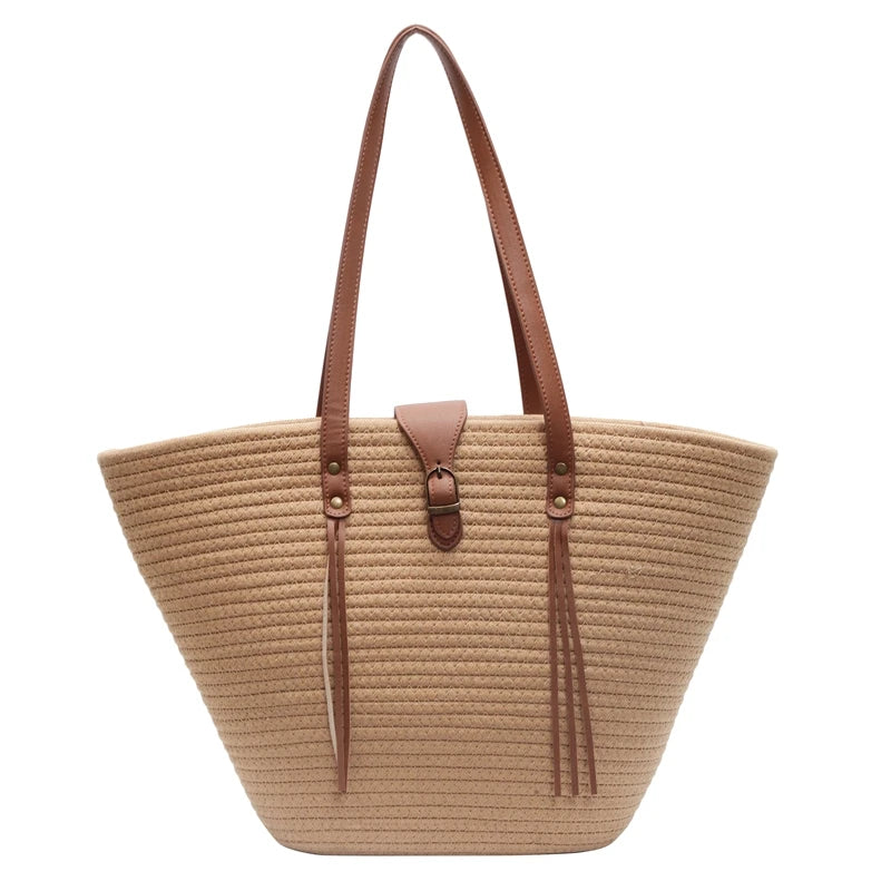Lunivop  Straw Bag Women's Seaside Vacation Woven Beach Bag Summer New Style with Skirt Tote Bag Shoulder Bucket Bag Travel Handmade