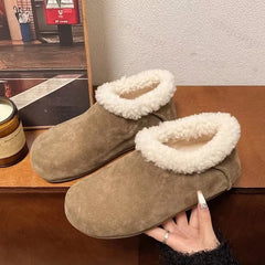 Lunivop Women New Winter Casual Shoes Soft Flat Moccains Non-slip Loafers Fashion Comfort Warm Plush Slip on Female Cotton Shoes