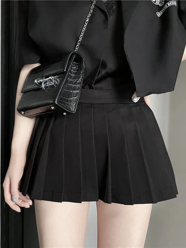 Lunivop  Y2K Black Mini Skirt Women Harajuku Preppy White Pleated Skirts Summer Streetwear Korean Fashion A Line Tennis Faldas New