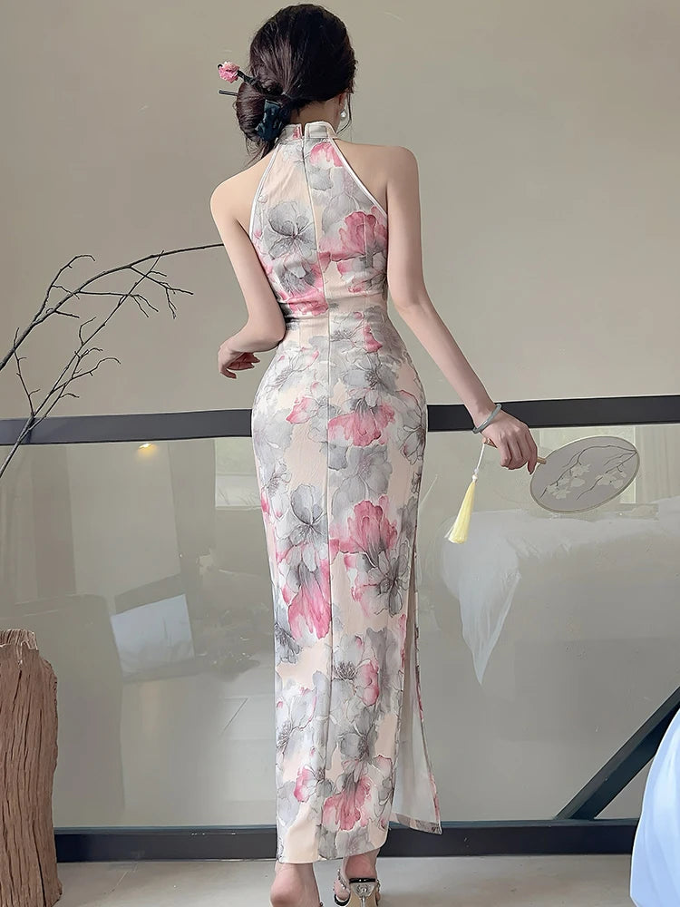 Lunivop  Women Floral Luxury Party Evening Dress Summer Elegant Hollow Out Neck-mounted Long Dress 2025 Korean Bodycon Festival Vestidos