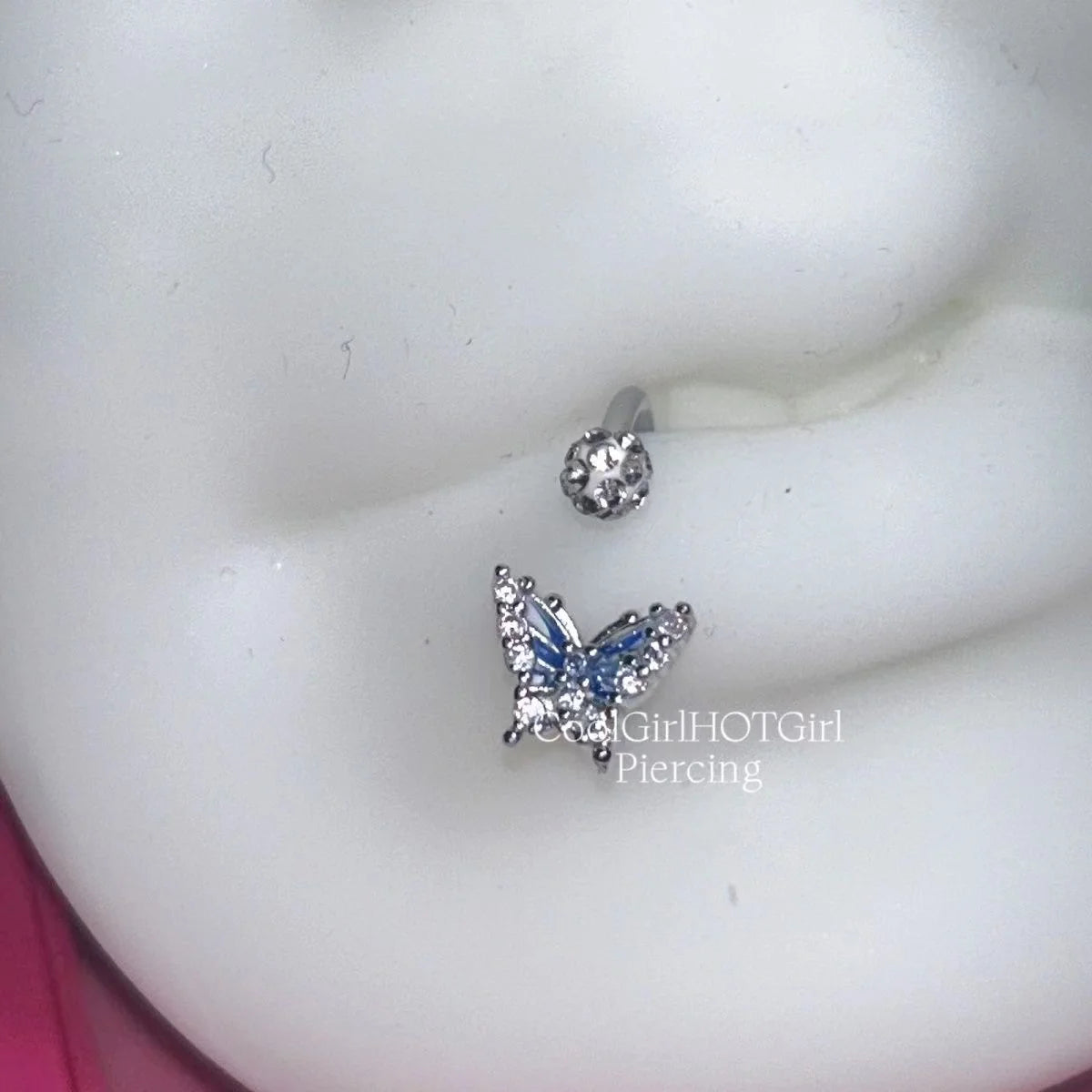 Lunivop Blue Butterfly Lip Ring C Ring Horseshoe Ring Mud Ball Lip Labret Piercing Jewelry Stainless Steel Earrings Septum Piercing