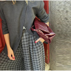 Lunivop  Black-Gray Plaid Lantern Trousers High-Waisted Wide-Leg Spring Streetwear Women Bottoms Fashion Chic Casual Daily Pants