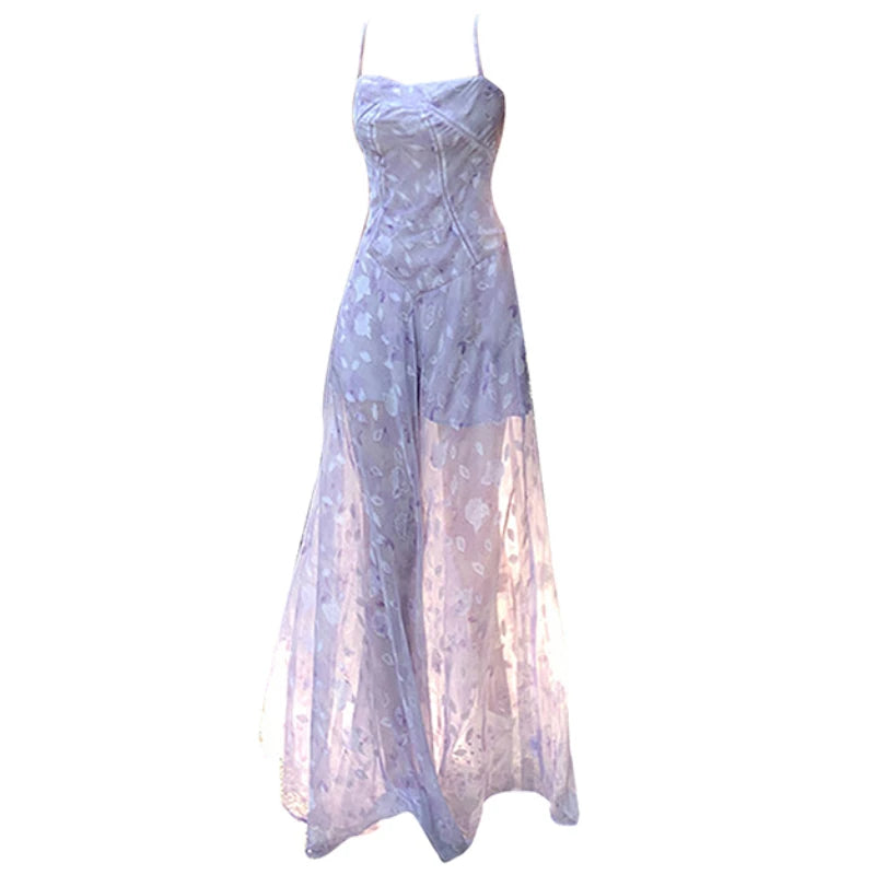 Lunivop Elegant Floral Fairy Dress Women Casual Sweet Y2k Clothing Sexy Strap Dress Even Party One Piece Dress Korean Chic Sleeveless