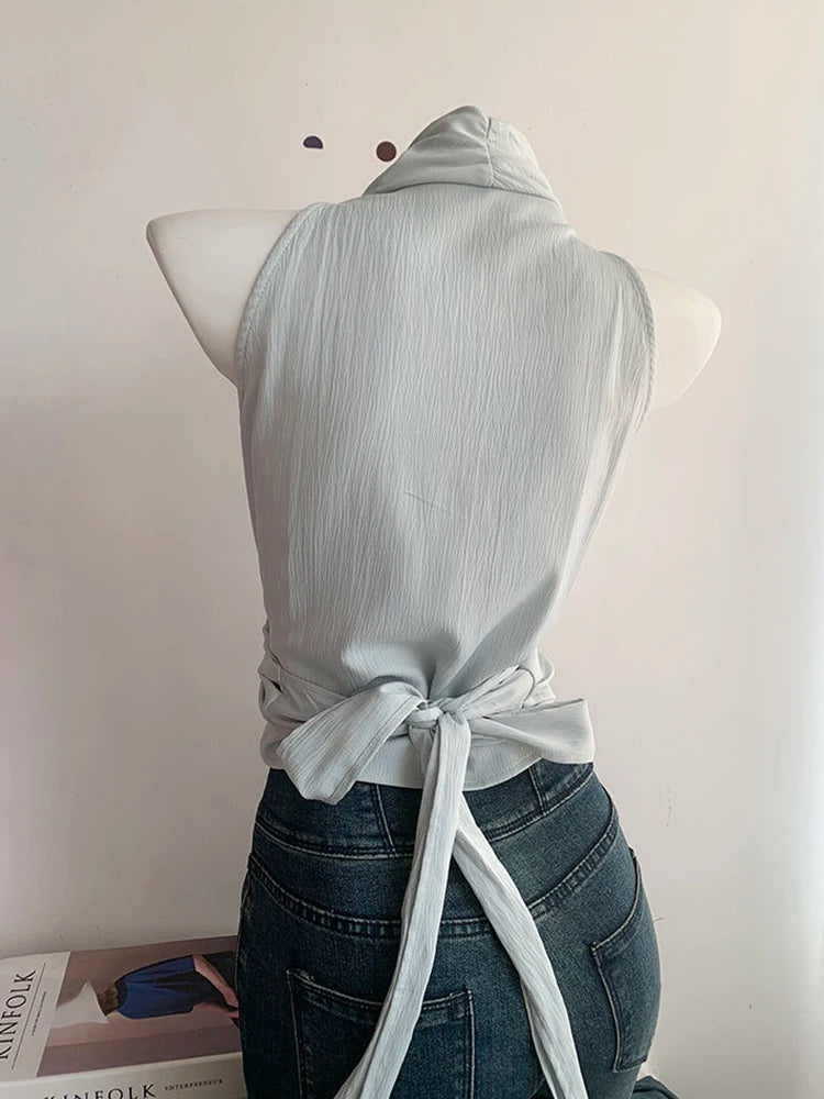 Lunivop Sexy Bandage Slim Tanks Women Fashion Casual V Neck Design Halter Tanks Korean Retro Streetwear Female Summer Elegant Tops