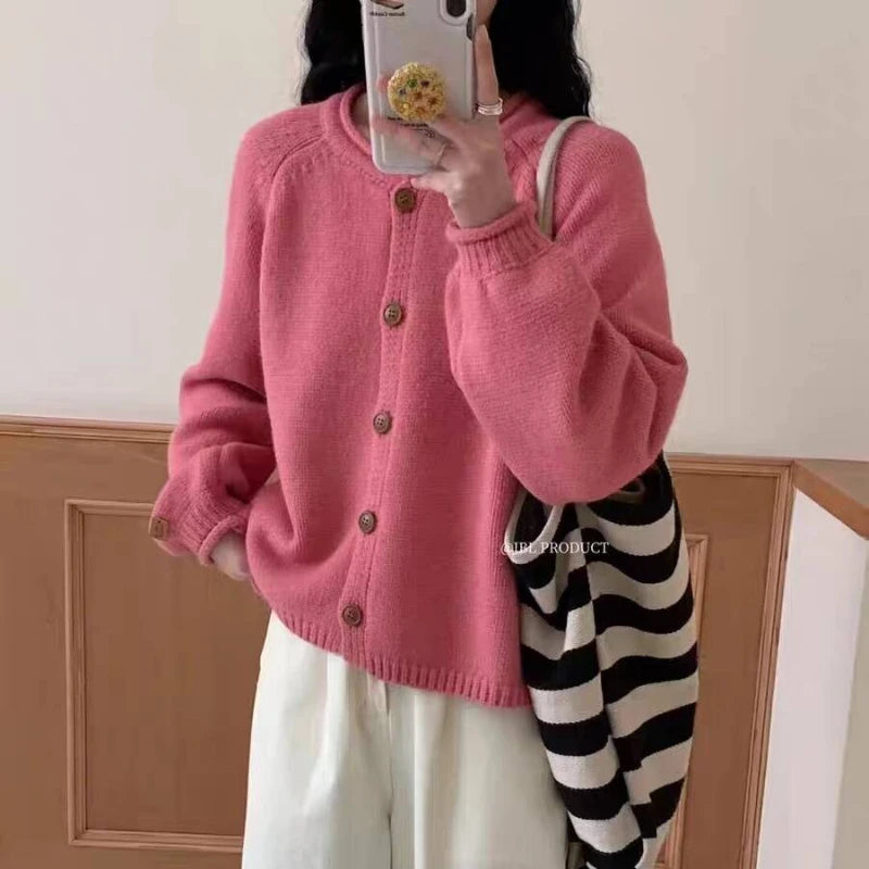 Lunivop Button Up Cardigan Sweater for Women Cozy Knitted Long Sleeve Single Breasted Sweater Jacket Autumn Winter Casual Chic Outfit