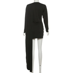 Lunivop  Ruched Ribbon Bodycon Mini Dress Women O Neck Long Sleeve Elegant Slim Banquet Party Robe Casual Streetwear Outfits Evening Gown