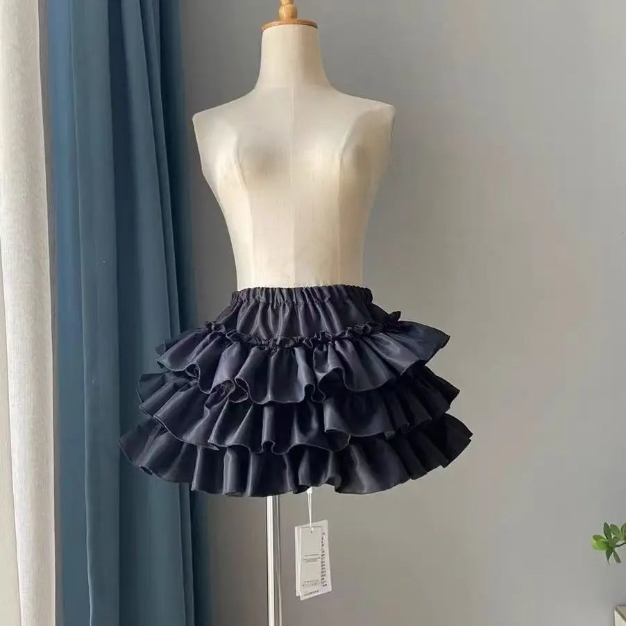 Lunivop  Sweet Lace Pleated Cake Skirt for Women Korean All-match Faldas Sexy Mujer 2025 Summer New Pumpkin A-line Flower Bud Skirts