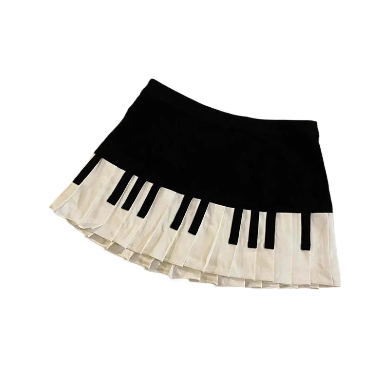 Lunivop Preppy Style Pleated Skirts Women Black White Spliced Mini Skirt Harajuku Korean Fashion High Waist A- Line Short Skirt