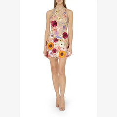 Lunivop  Embroidered Floral Dress Slim Fit  Dress for Women Short Ball Gown Style Casual Party Wear Spring Collection