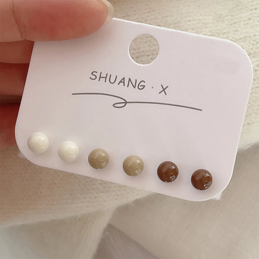 Lunivop 6Pcs/set Fashion Simple Pearl Bean Earrings for Women Needle Studs Sweet Elegant Party Jewelry Girlfriend Gifts