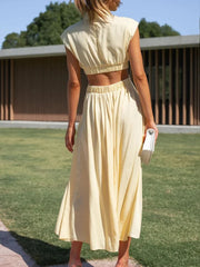 Lunivop  Women Beach Maxi Long hollow out Dress Casual Fashion Summer Sexy V-neck Waist Midi Long Dress Vintage A-line Sundress vestidos