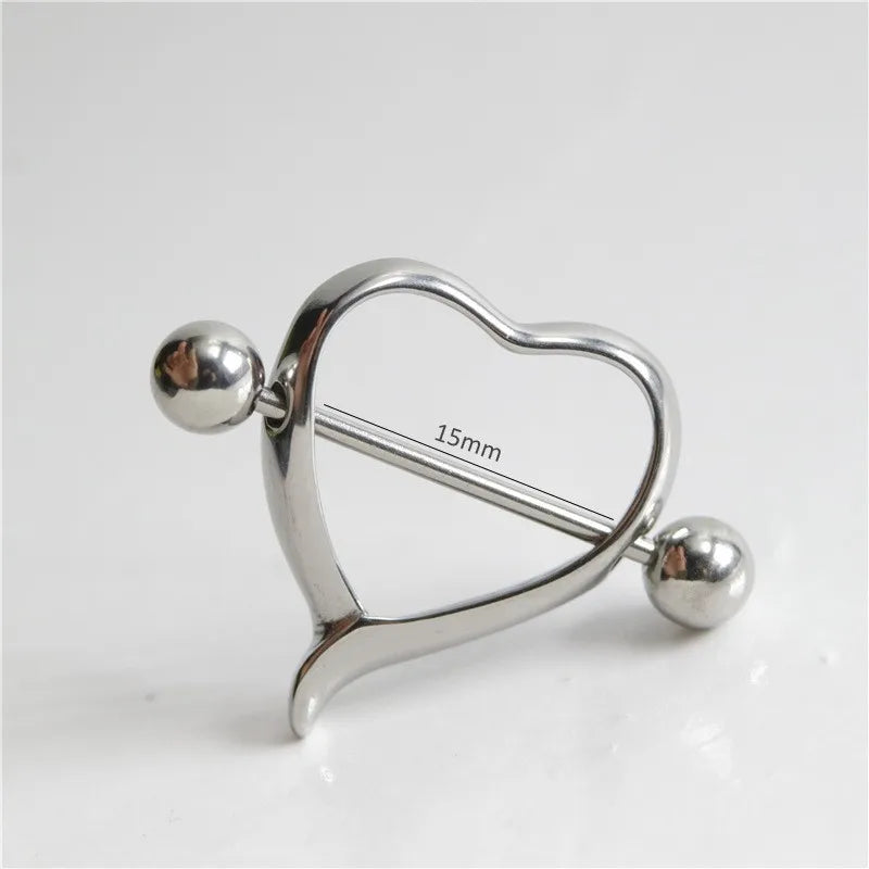 Lunivop 1pc Love Heart Nipple Piercing Stainless Steel Crystal Sexy Nipple Ring Nails Barbell Body Pierced Jewelry Chest Decor Party