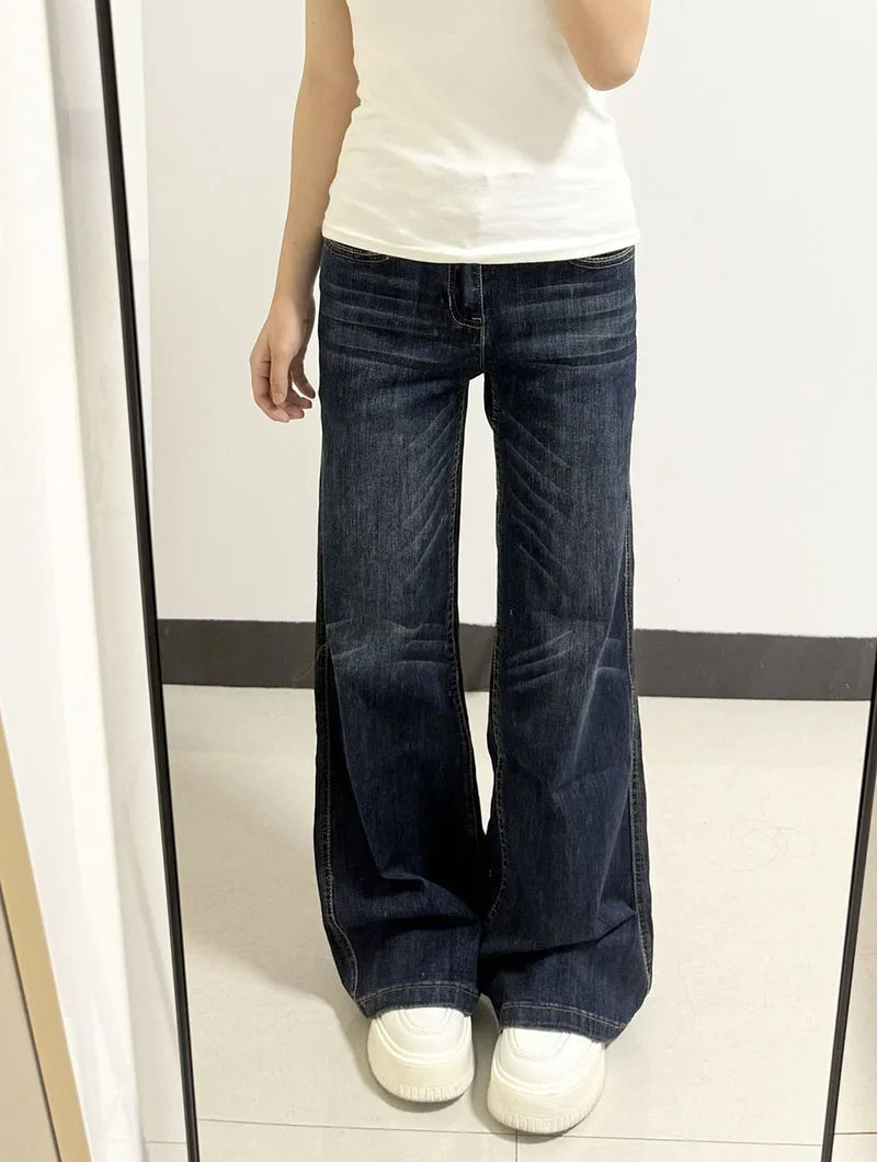 Lunivop  American Style Vintage Denim Long Pants Female Y2K Streetwear Slimming Washed Jeans for Woman Autumn New Sexy Low-Waisted Jeans