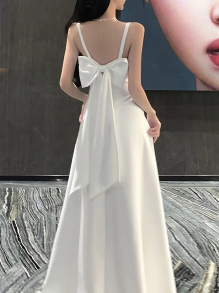 Lunivop  Vestidos De Gala Elegante Long Dresses Office Lady Basics V-Neck Backless Vestidos De Galar Dress Summer holiday A-line New