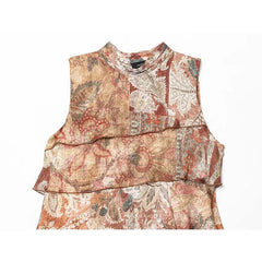 Lunivop  Women Fashion Printed Layering Ruffles Short Dress Summer New Street Sleeveless Mini Dress Elegant Holiday Party Dresses