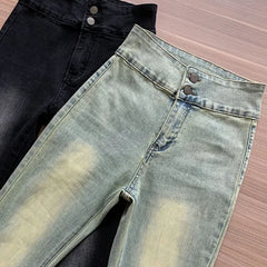 Lunivop  Aesthetic Hot Skinny Flare Jeans Women Vintage Slim Fit High Waist Denim Pants Woman Y2K Streetwear Wide Leg Trousers