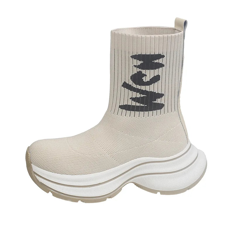 Lunivop Autumn Winter New Platform Socks Shoes Women Thick-soled Casual Net Knitted Short Boots Fashion Sport Women Botas De Mujer
