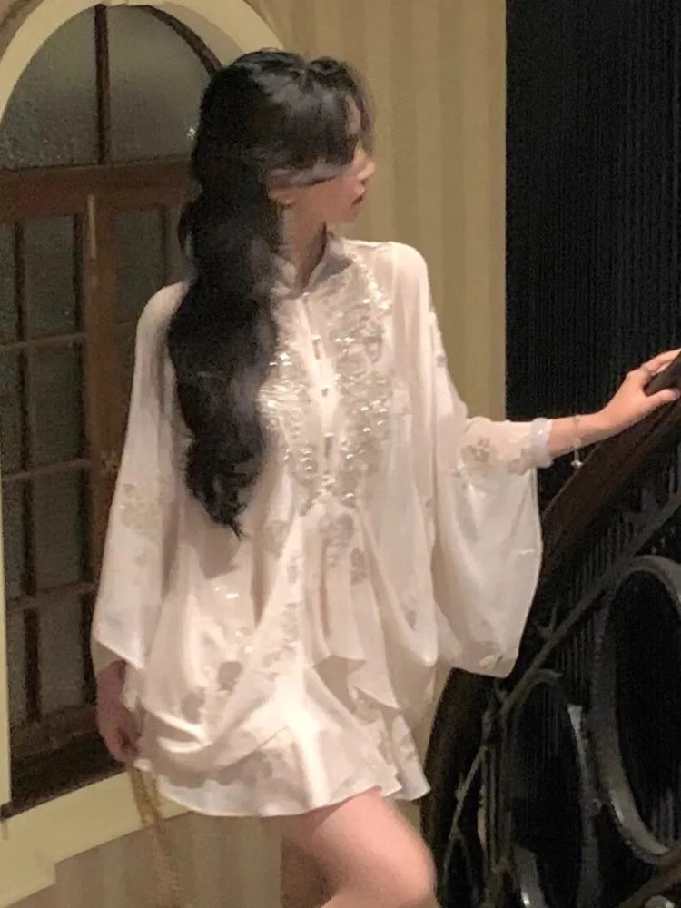 Lunivop  Fashion British Style Mermaid Dress 2 Piece Set Korean Luxury Sequin Cloak Pleated Skirt Suit Summer Women Party Clothes Outfits
