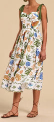 Lunivop  Summer New Fashion Printed Women Clothing Spaghetti Strap Mid Length Dress Party V-Neck A-Line Sleeveless Dress