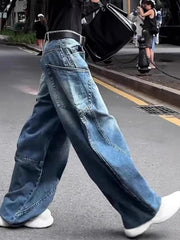 Lunivop  American New Korean Fashion Baggy Casual Jeans Women Y2K Streetwear Pants Harajuku Lady High Waist Wide Leg Denim Trousers