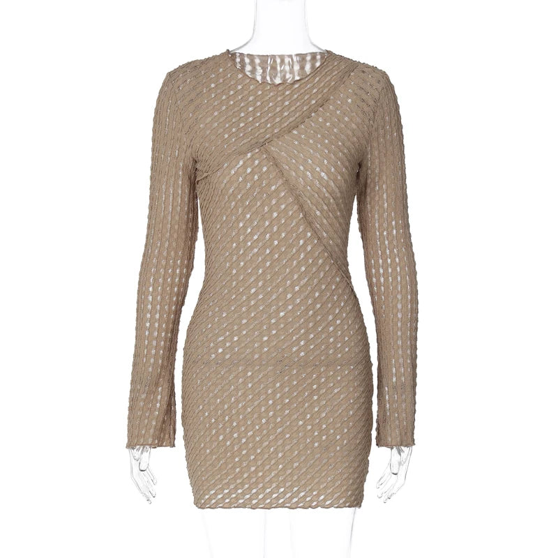 Lunivop O Neck Long Sleeve Mini Women'S Dresses Y2K Streetwear Vacation Party Elegant  Ladies Winter Casual Clothing