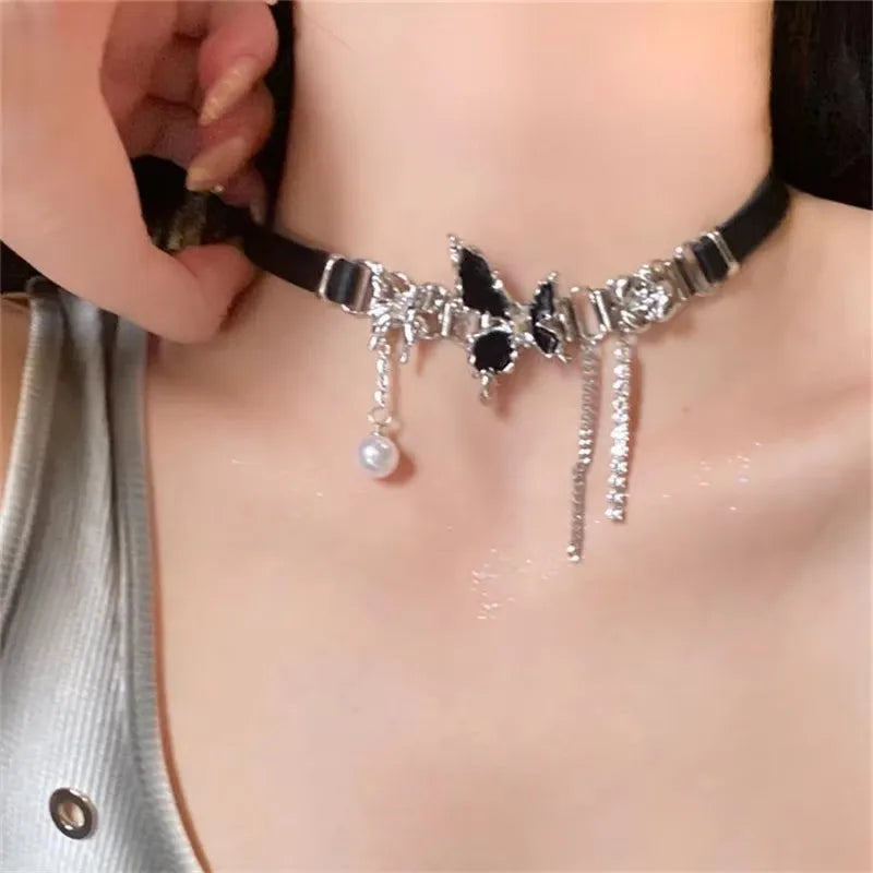 Lunivop Y2k Tassels Choker Necklaces For Women Men Stars Beads Hiphop Punk Style Vintage Jewelry Fashion Hyperbole Collares Para Mujer