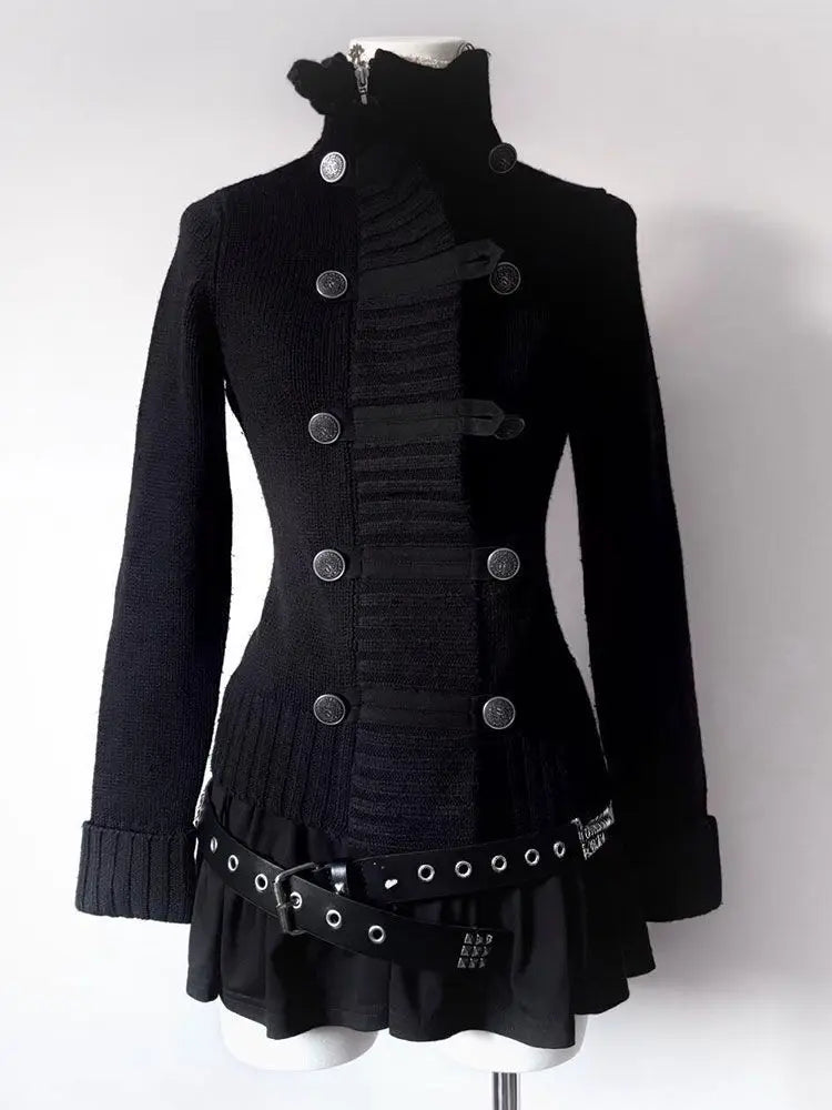 Lunivop  Goth Clothing Punk Fashion Woman Knitted Sweater Streetwear Girl Winter Buttons Hoodies Harajuku Vintage Grunge Hooded Y2k