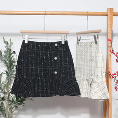 Lunivop  Autumn Winter Small Fragrance Plaid Skirts Y2k Aesthetic High Waist Spliced Lrregular Mermaid Short Skirt Korean Elegant Jupe