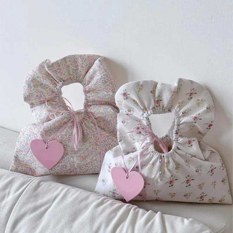 Lunivop Retro Floral White Y2k Hand Bag Female Hot Girls Canvas Soft Chic Casual Purse Women Harajuku Aesthetic White Mini Bag