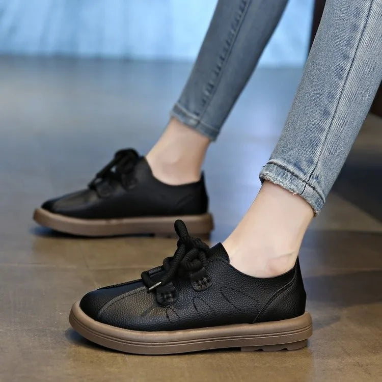 Lunivop Women Shoes Flat Lace Up Casual Shoes Woman Sneakers Plus Size 42 Loafers New Retro Outdoor Leather Shoes Zapatos De Mujer