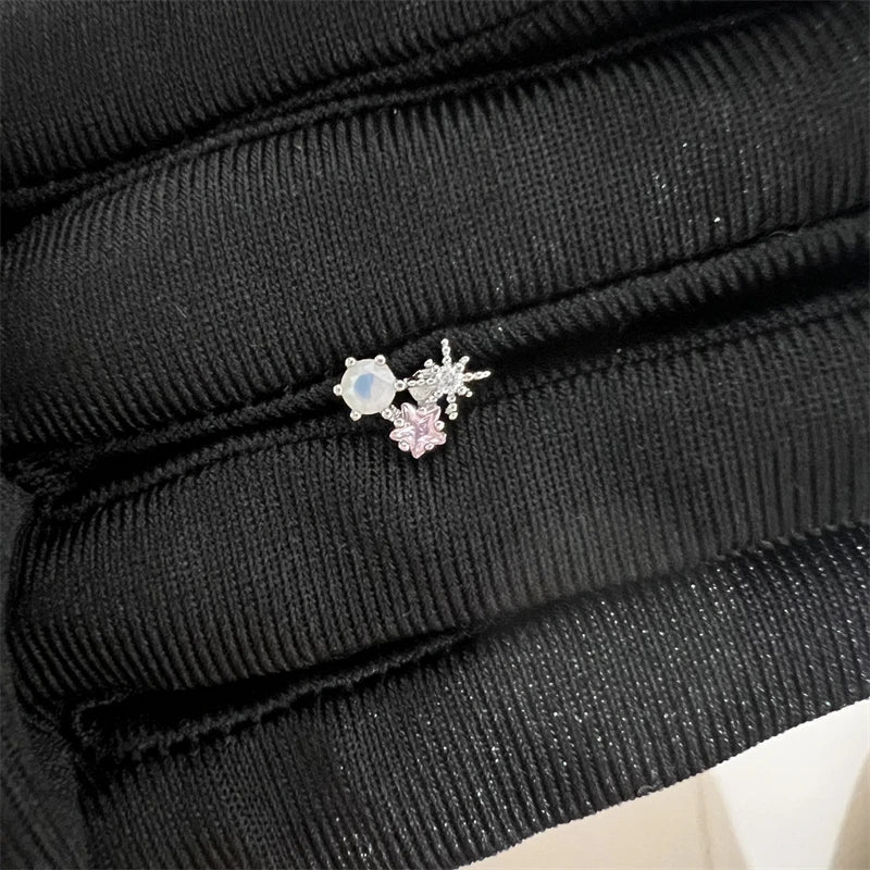 Lunivop 1PCS Cute Pink Zircon 316L Stainless Steel Ear Bone Nail New Fashion Y2K Punk Small Earring for Women Cochlea Jewelry Party Gift