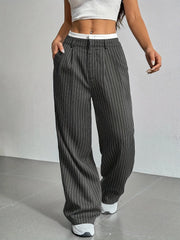 Lunivop  Y2K Korean Fashion Vintage Striped Wide Leg Baggy Jeans Pants Women Clothes High Waist Straight Washed Casual Lady Trousers