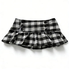 Lunivop  New Euramerican Low Waist Sweet Cool Girl Skirts Y2k Aesthetic Constrast Color Plaid Pleated Jupe Harajuku Buttons Design Skirts