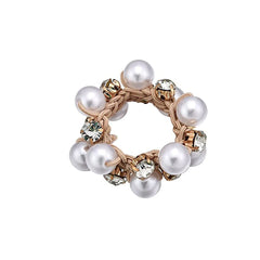 Lunivop  3pcs Paux Pearl Brimmed Hair Tie Glitter Rhinestone Decor Hair Rope Retro Style Scrunchies For Women