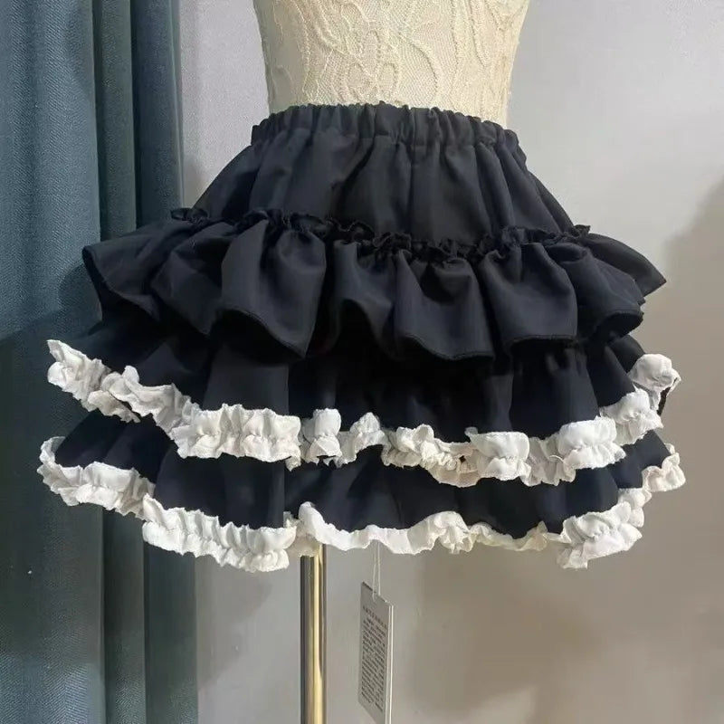 Lunivop  Sweet Lace Pleated Cake Skirt for Women Korean All-match Faldas Sexy Mujer 2025 Summer New Pumpkin A-line Flower Bud Skirts