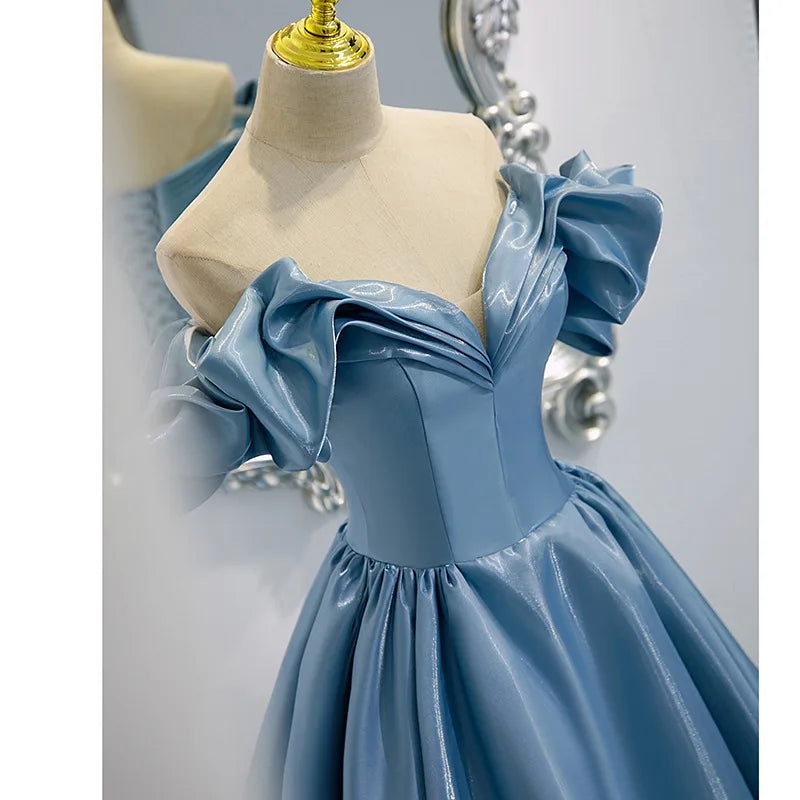 Lunivop  Customized Princess Blue Evening Dress  Sweet Memory Sexy Girl Off The Shoulder Gown Lace Up Corset Back Prom Dresses