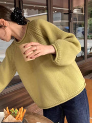 Lunivop Knit Sweater Women's Tops Long Sleeves Crew Neck Pullover Oversized Loose Plain Jumper Casual Stylish Autumn Winter Outfit