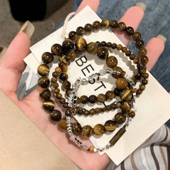 Lunivop New Retro Fashion Natural Stone Tiger-eye Beaded Bracelet for Women Men Couple Niche Design Party Jewelry Cosplay Gifts